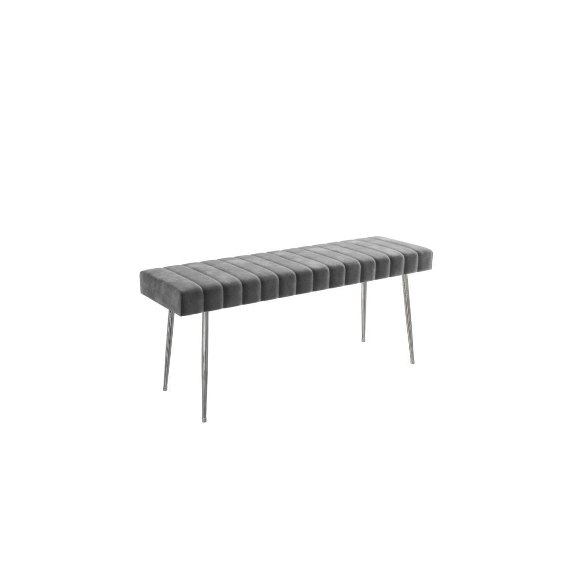 White Extendable Gloss Dining Set with 2 Grey & Chrome Dining Benches – image 8