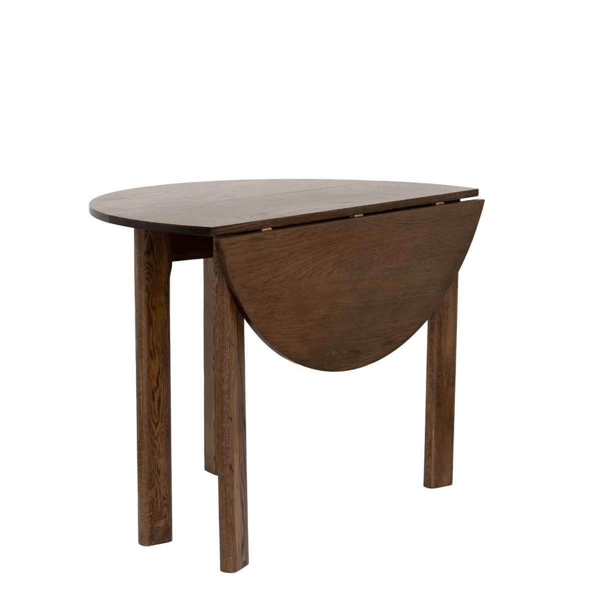 Small Walnut Drop Leaf Extendable Dining Table Set with 2 Upholstered Beige Chairs - Seats 2 - Nell – image 2