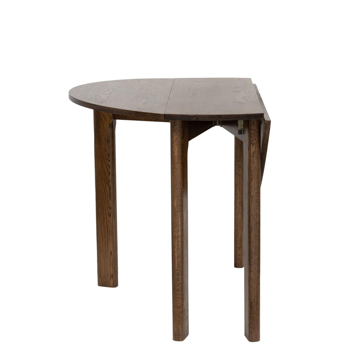 Small Walnut Drop Leaf Extendable Dining Table Set with 2 Upholstered Beige Chairs - Seats 2 - Nell – image 6