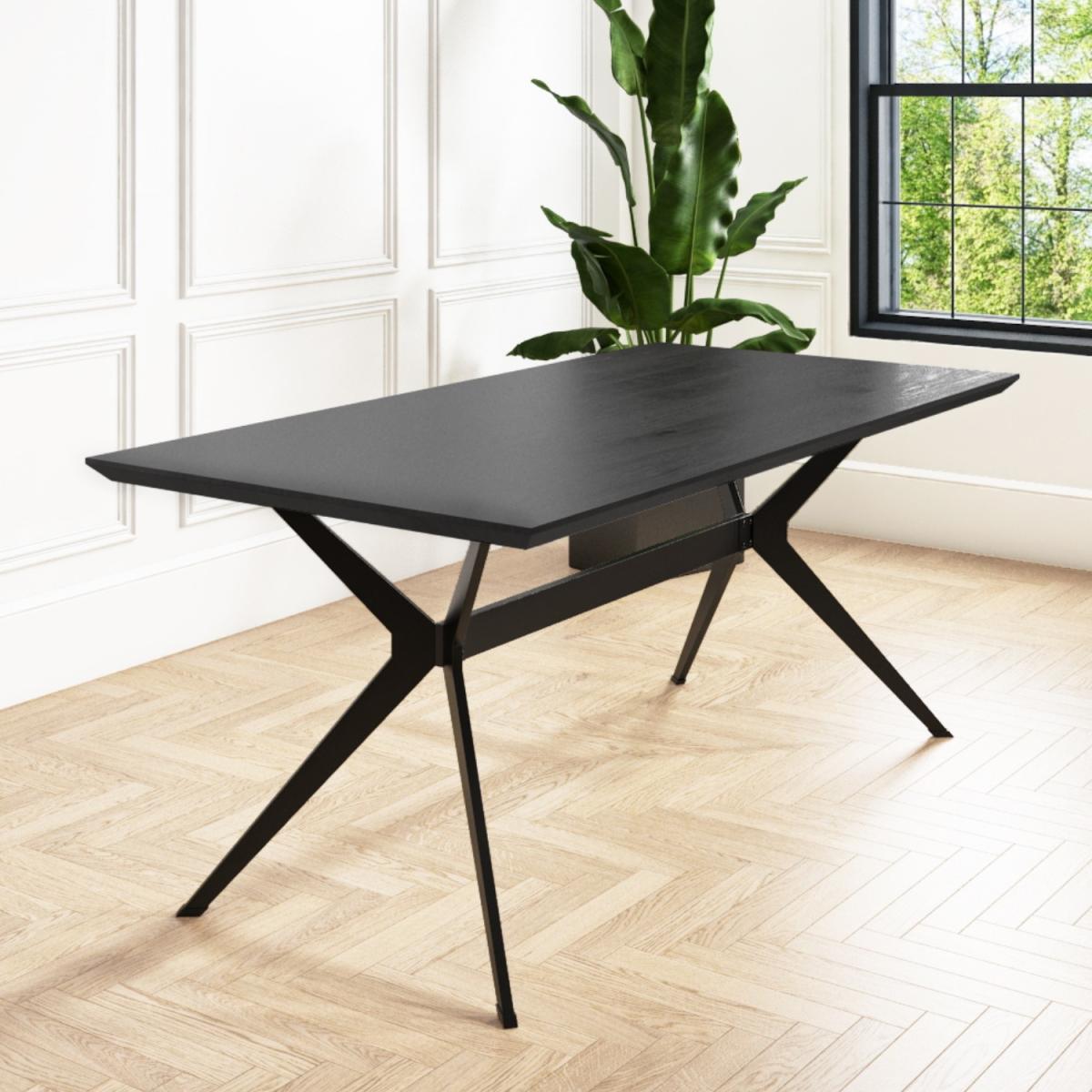 Large Black Dining Table with 6 Dove Grey Faux Leather Dining Chairs - Rochelle – image 4