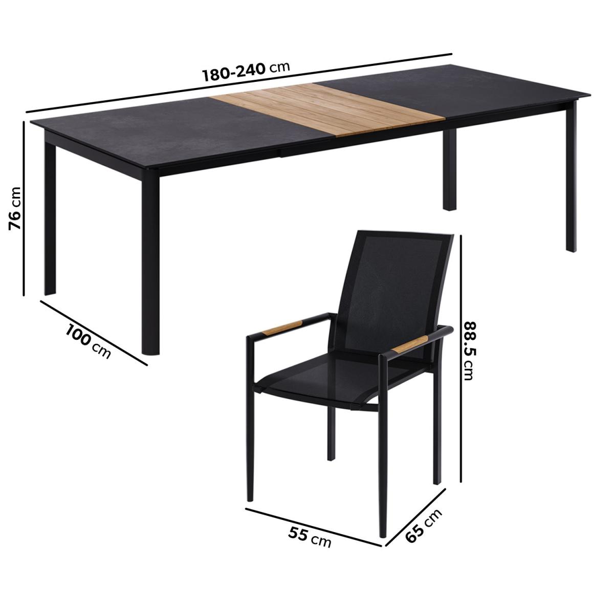 8 Seater Aluminum Extendable Dining Table with Matching Chairs - Aspen – image 6