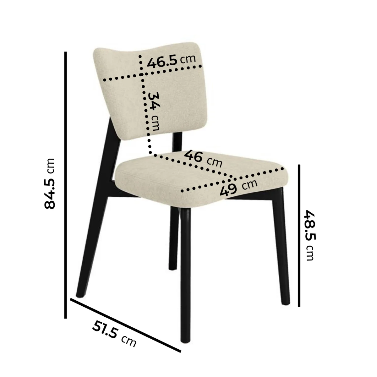 Black Dining Table Set with 4 Beige Upholstered Curved Back Dining Chairs - Seats 4 - Rivo – image 3