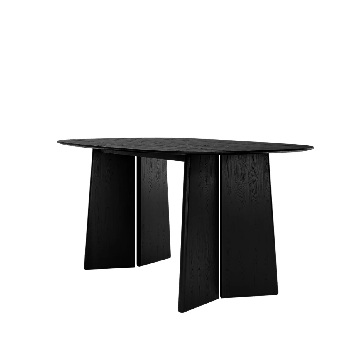 Black Dining Table Set with 4 Beige Upholstered Curved Back Dining Chairs - Seats 4 - Rivo – image 5