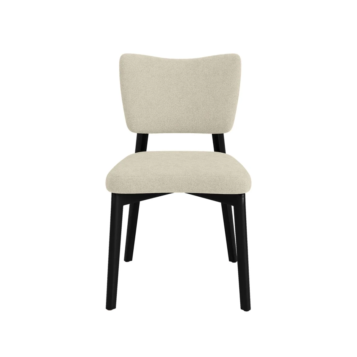 Black Dining Table Set with 4 Beige Upholstered Curved Back Dining Chairs - Seats 4 - Rivo – image 6