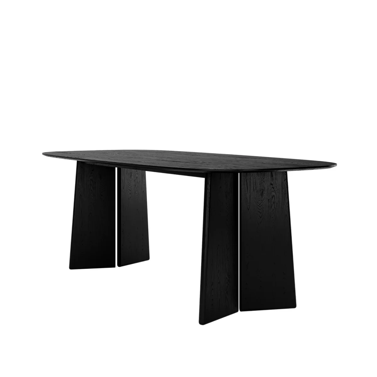 Black Dining Table Set with 6 Beige Upholstered Curved Back Dining Chairs - Seats 6 - Rivo – image 4