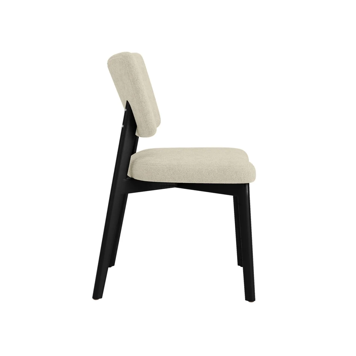 Black Dining Table Set with 6 Beige Upholstered Curved Back Dining Chairs - Seats 6 - Rivo – image 7