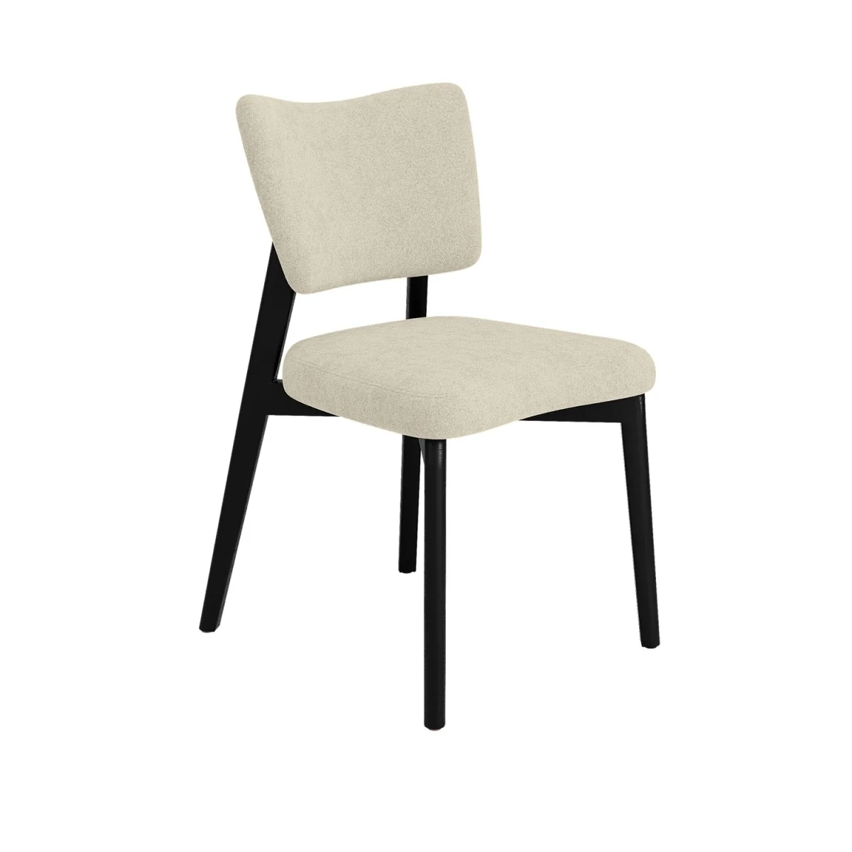 Black Dining Table Set with 6 Beige Upholstered Curved Back Dining Chairs - Seats 6 - Rivo – image 8