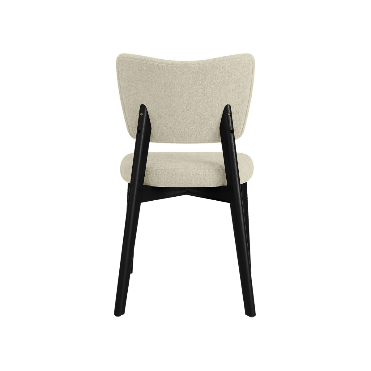 Black Dining Table Set with 6 Beige Upholstered Curved Back Dining Chairs - Seats 6 - Rivo – image 9