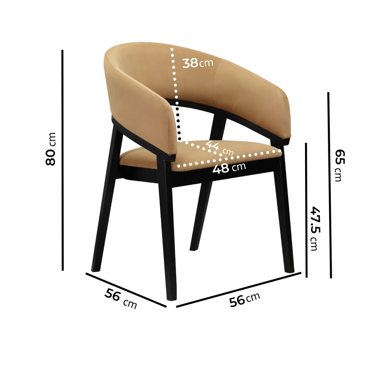 Round Black Dining Table Set with 4 Brown Velvet Chairs - Seats 4 - Owen – image 3
