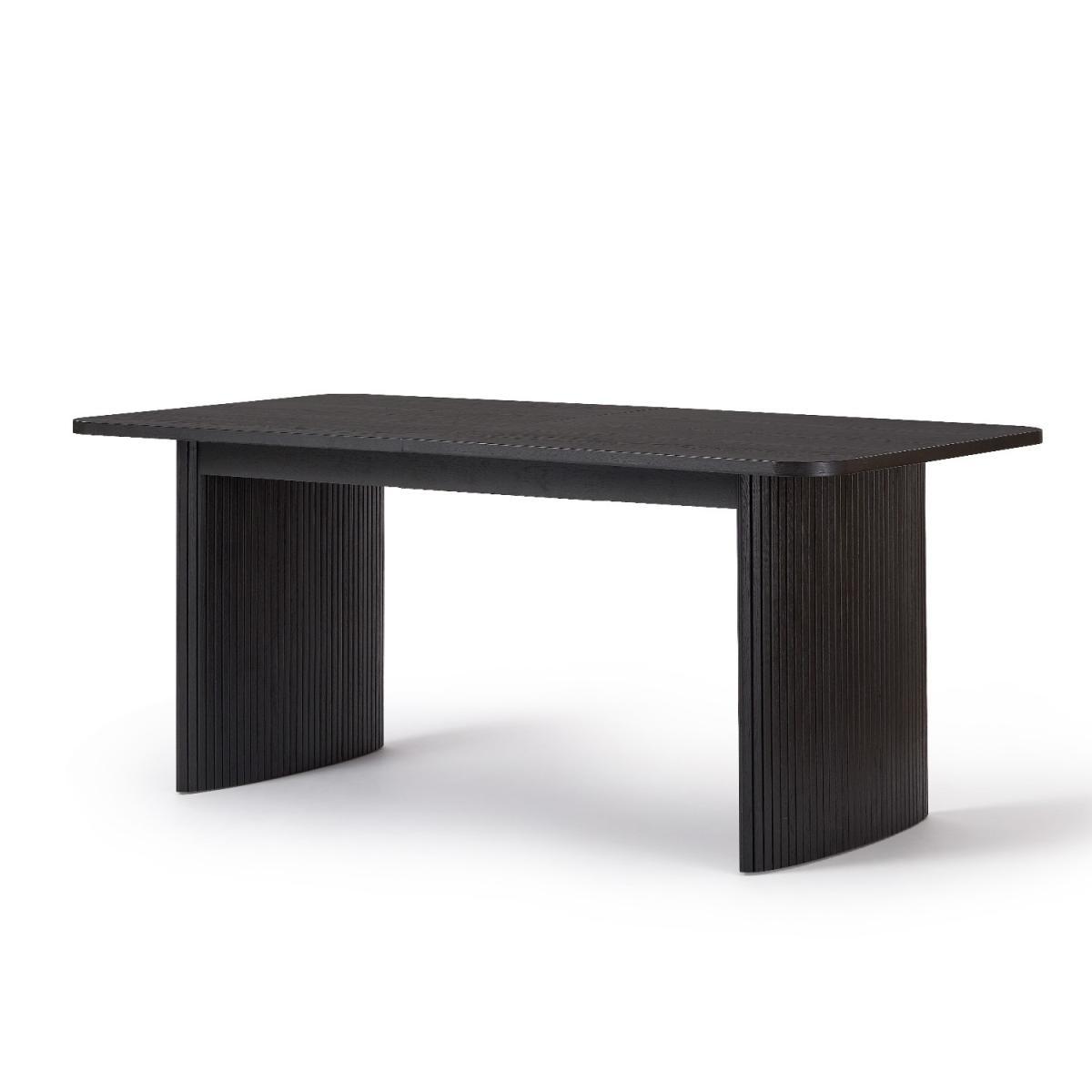 Black Oak Extendable Dining Set with 4 Beige Fabric Dining Chairs and a Matching Bench - Jarel – image 7