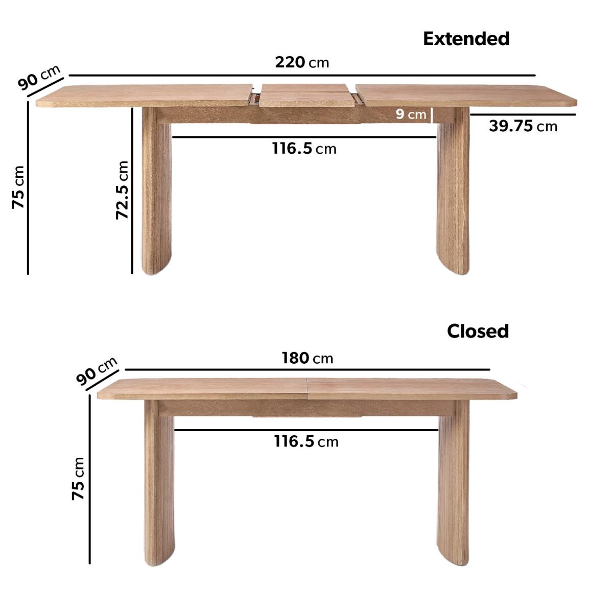 Extendable Oak Dining Table With 6 Rattan Dining Chairs - Jarel – image 2