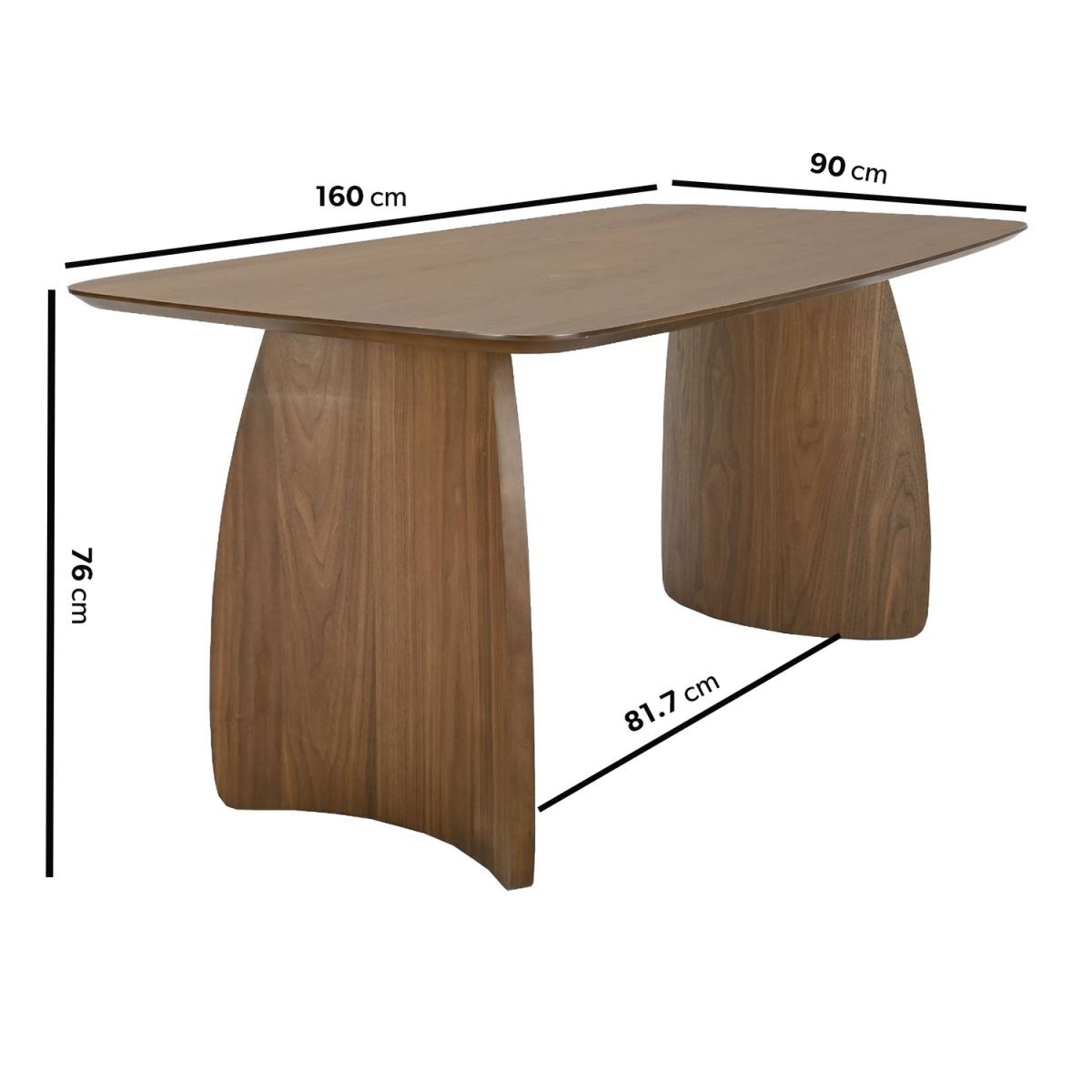 Walnut Curved Leg Dining Set with 4 Beige Upholstered Chairs - Seats 4 - Leona – image 2