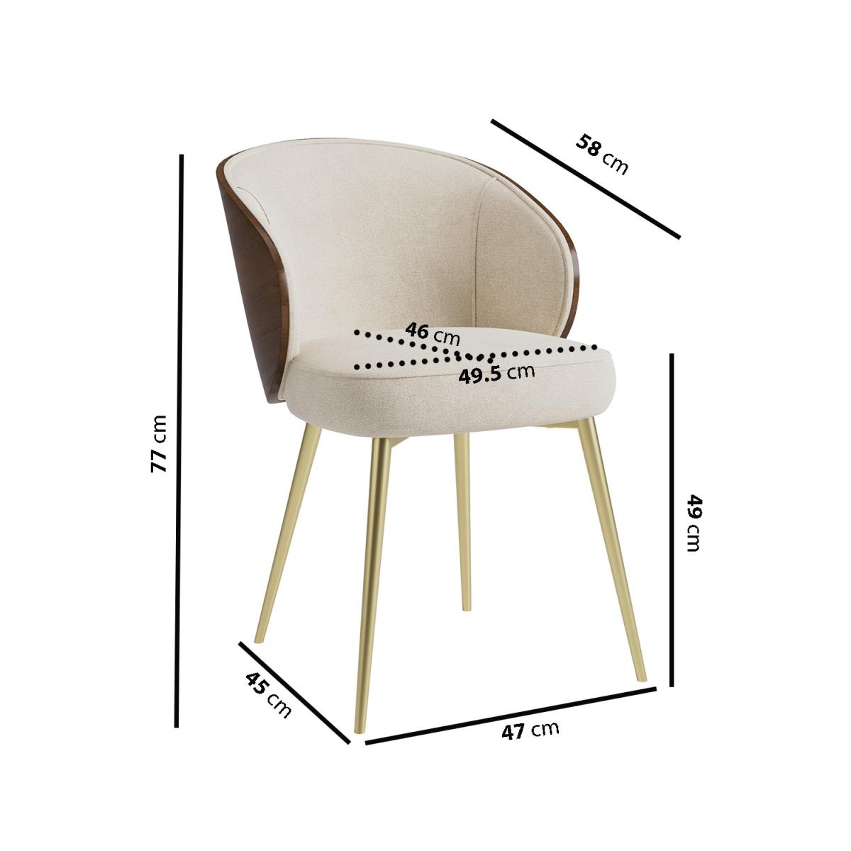 Walnut Curved Leg Dining Set with 4 Beige Upholstered Chairs - Seats 4 - Leona – image 3