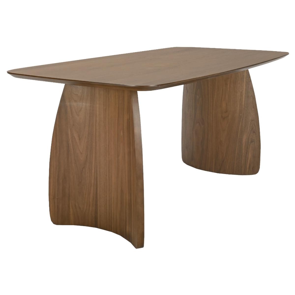 Walnut Curved Leg Dining Set with 4 Beige Upholstered Chairs - Seats 4 - Leona – image 4