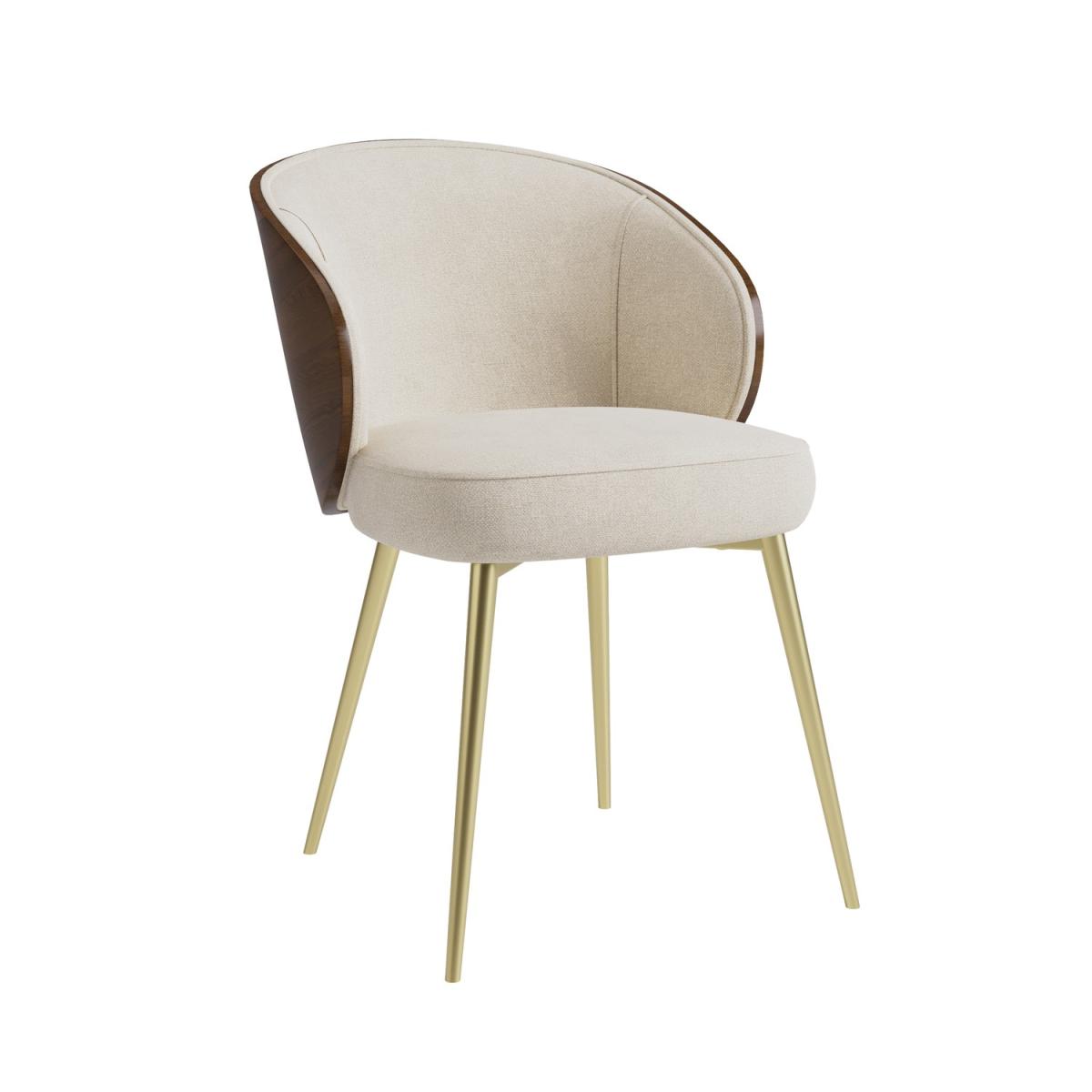 Walnut Curved Leg Dining Set with 4 Beige Upholstered Chairs - Seats 4 - Leona – image 7