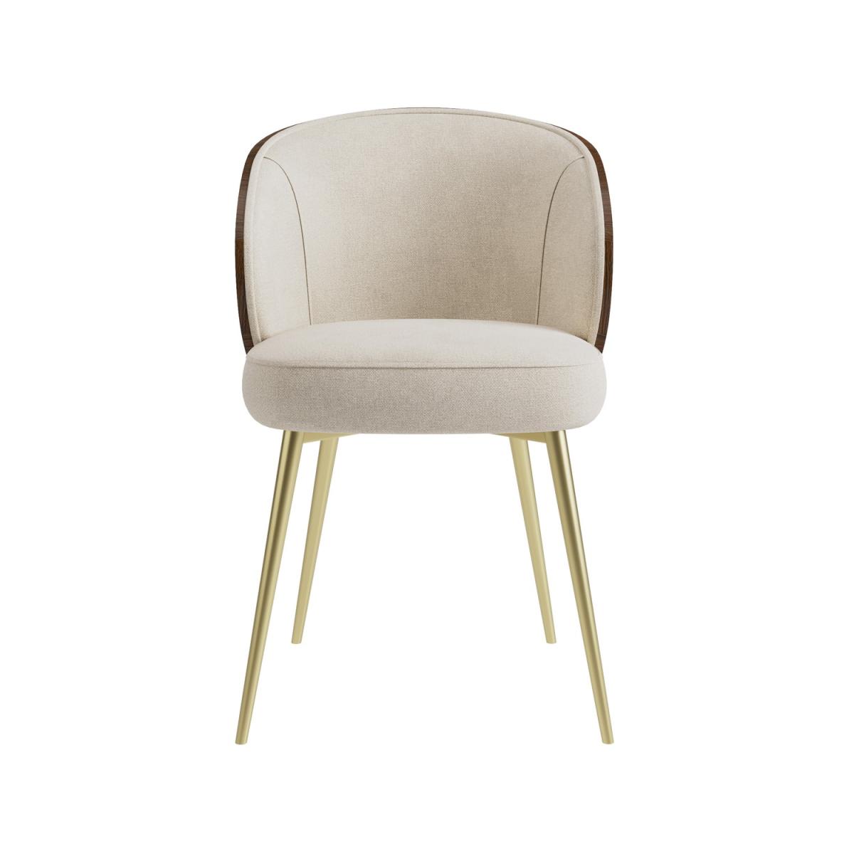 Walnut Curved Leg Dining Set with 4 Beige Upholstered Chairs - Seats 4 - Leona – image 8