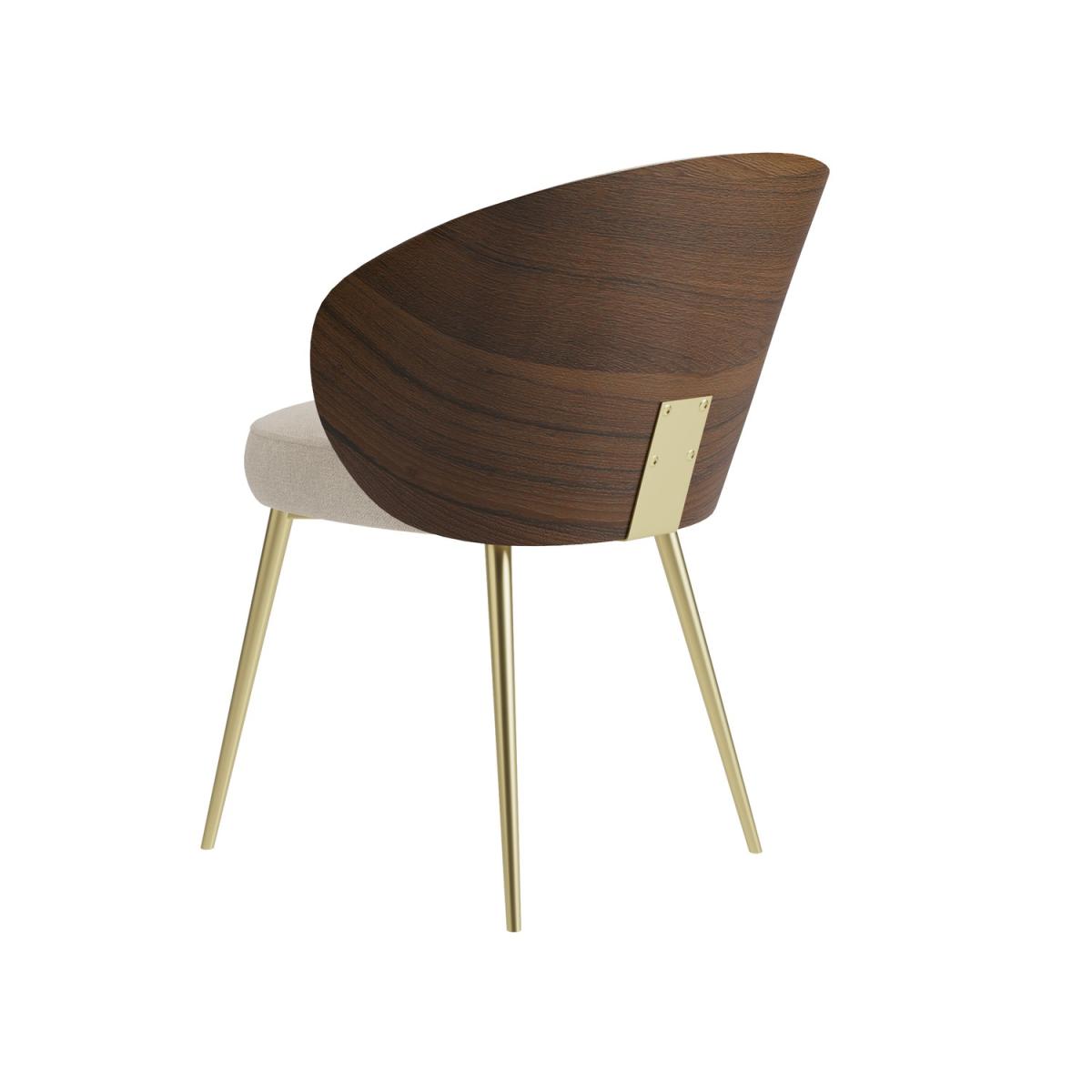Walnut Curved Leg Dining Set with 4 Beige Upholstered Chairs - Seats 4 - Leona – image 9