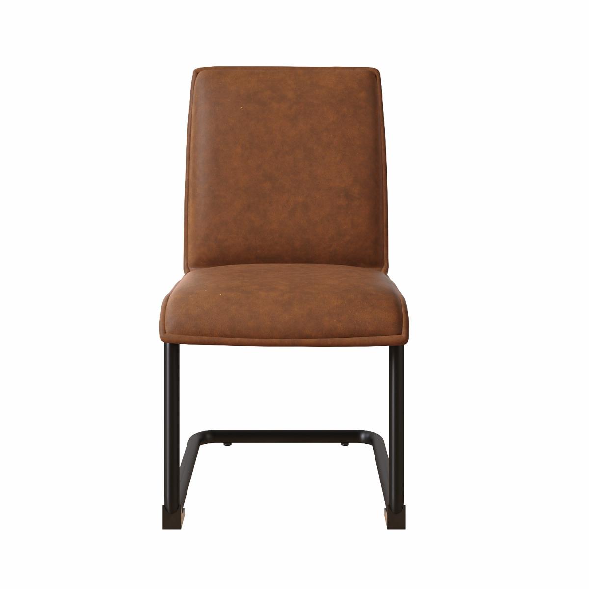 Extendable Black Dining Table With 4 Tan Faux Leather Dining Chairs - Carson – image 5