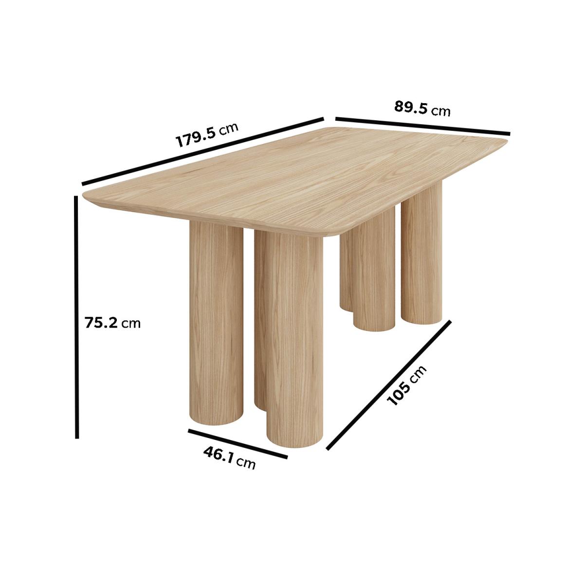Pillar Oak Dining Table with 6 Carver Piped Beige Dining Chairs - Gianna – image 2