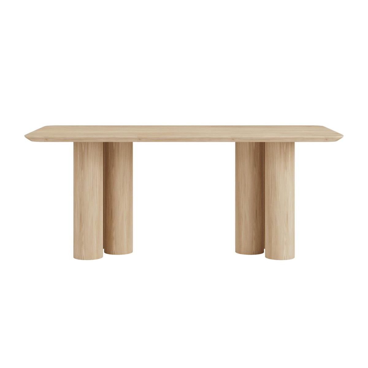 Pillar Oak Dining Table with 6 Carver Piped Beige Dining Chairs - Gianna – image 4