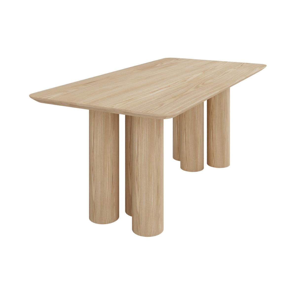 Pillar Oak Dining Table with 6 Carver Piped Beige Dining Chairs - Gianna – image 5