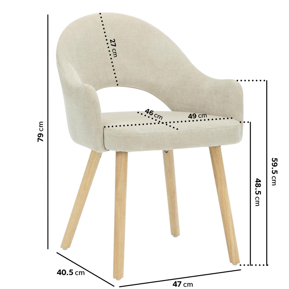 Flip Top Cream and Oak Dining Table with 2 Beige Fabric Dining Chairs - New Town – image 3