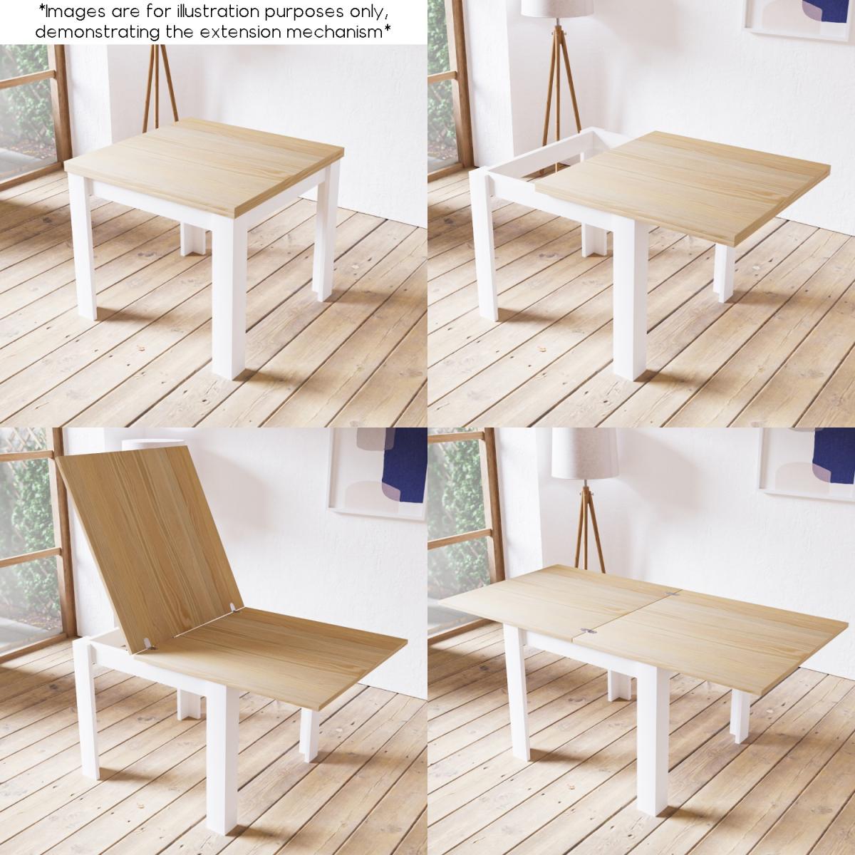 Flip Top Cream and Oak Dining Table with 2 Beige Fabric Dining Chairs - New Town – image 5