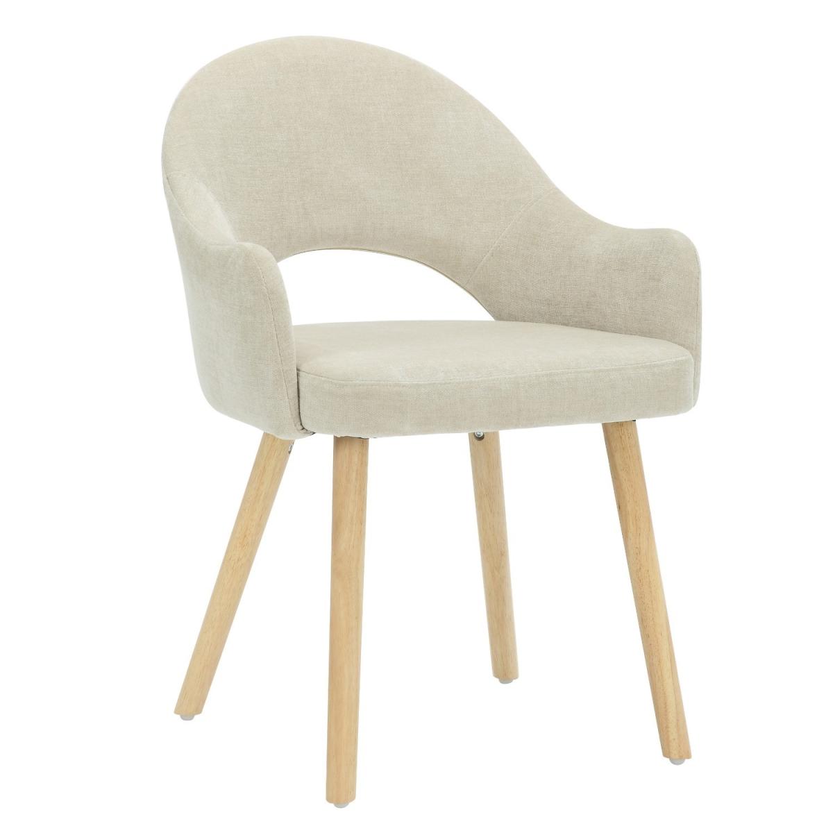 Flip Top Cream and Oak Dining Table with 2 Beige Fabric Dining Chairs - New Town – image 6