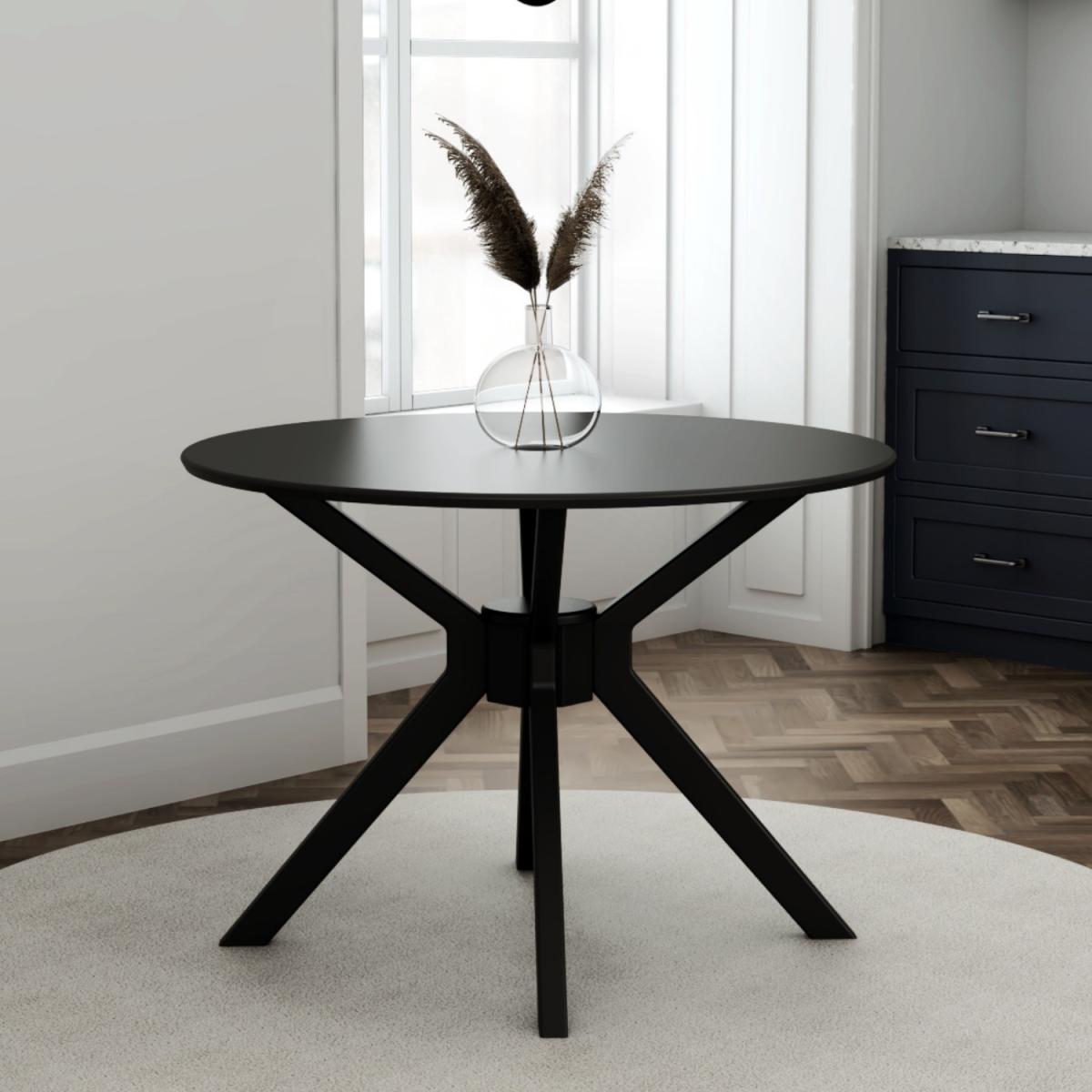 Small Round Black Dining Table with 4 Cream Boucle Dining Chairs - Karie – image 4