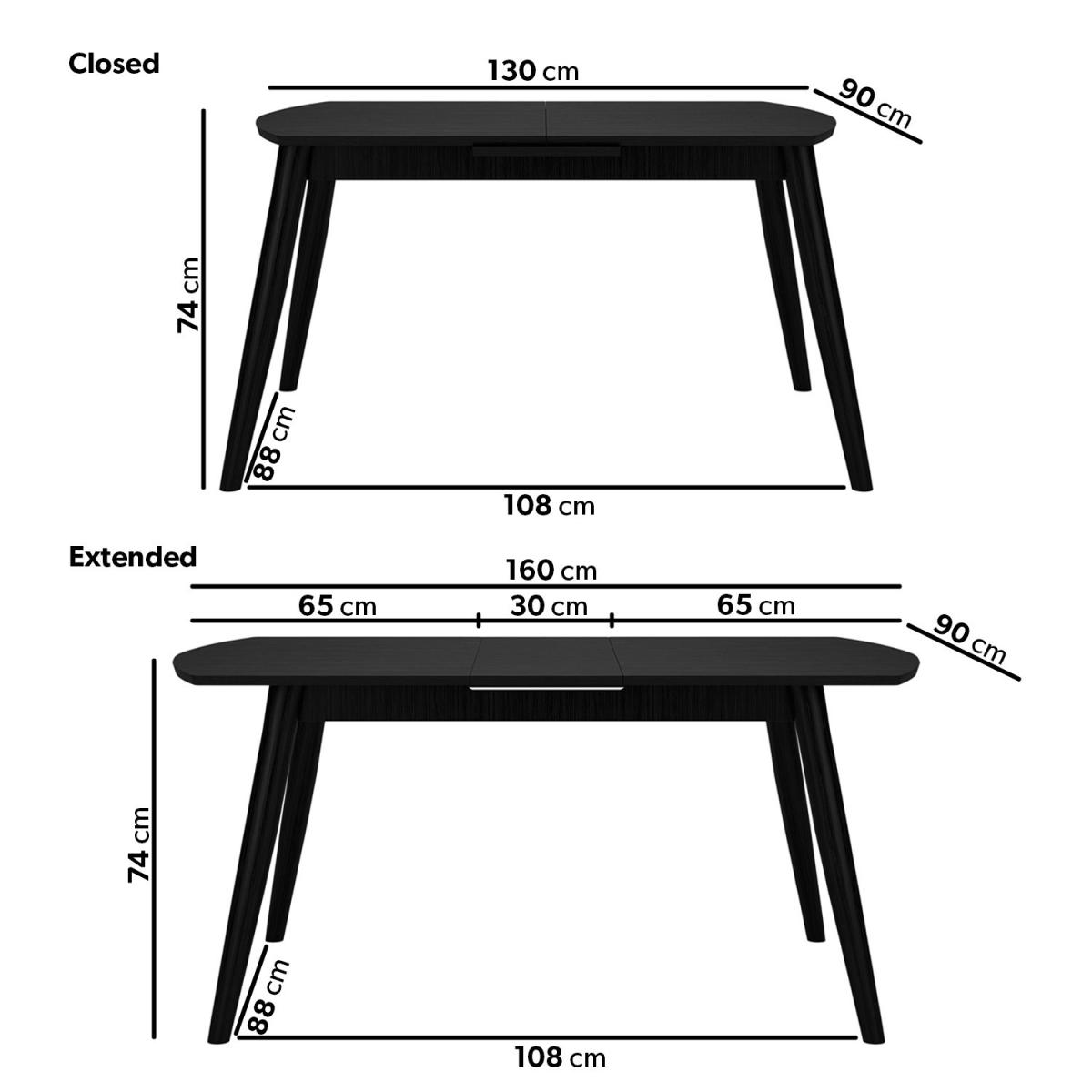 Black Wooden Extendable Dining Table with 4 Spindle Dining Chairs & 2 Curved Back Spindle Dining Chairs - Olsen – image 2