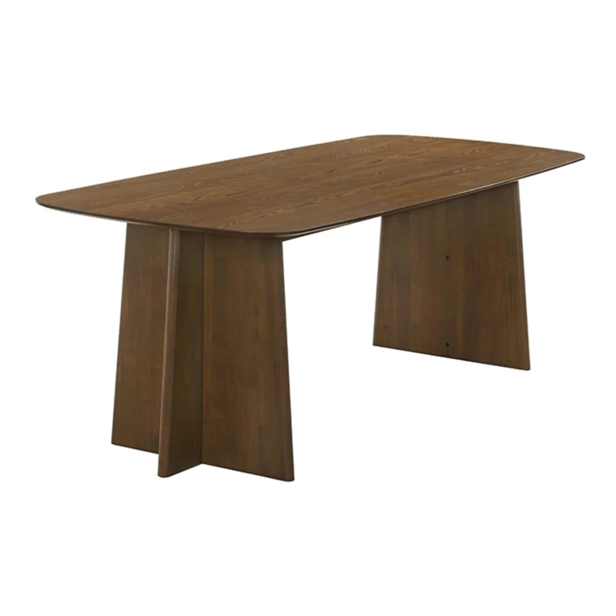 Walnut Dining Table Set with 6 Beige Upholstered Curved Dining Chairs - Seats 6 - Noor – image 1