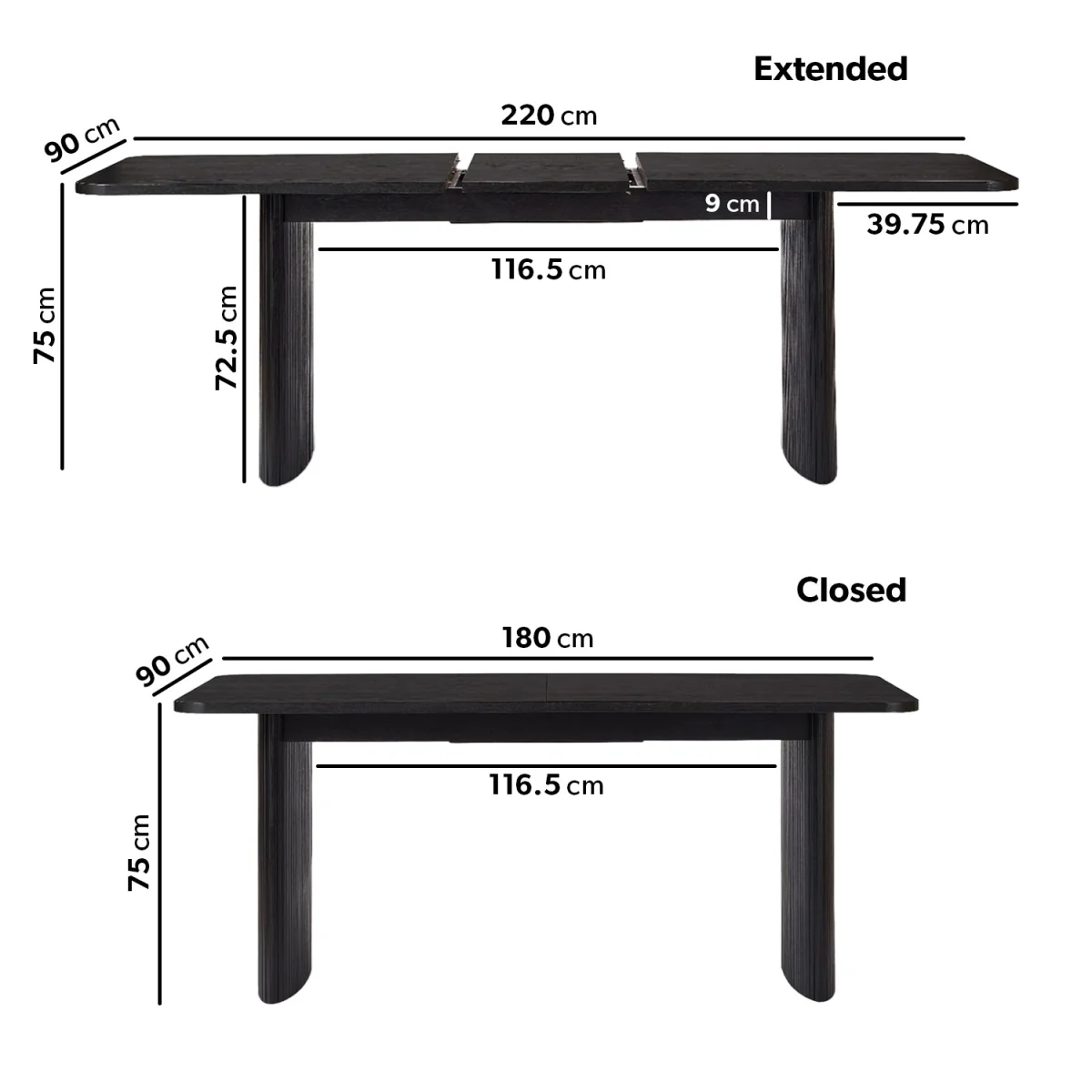 Black Oak Extendable Dining Table with 6 Mink Velvet Wooden Dining Chairs - Jare – image 2