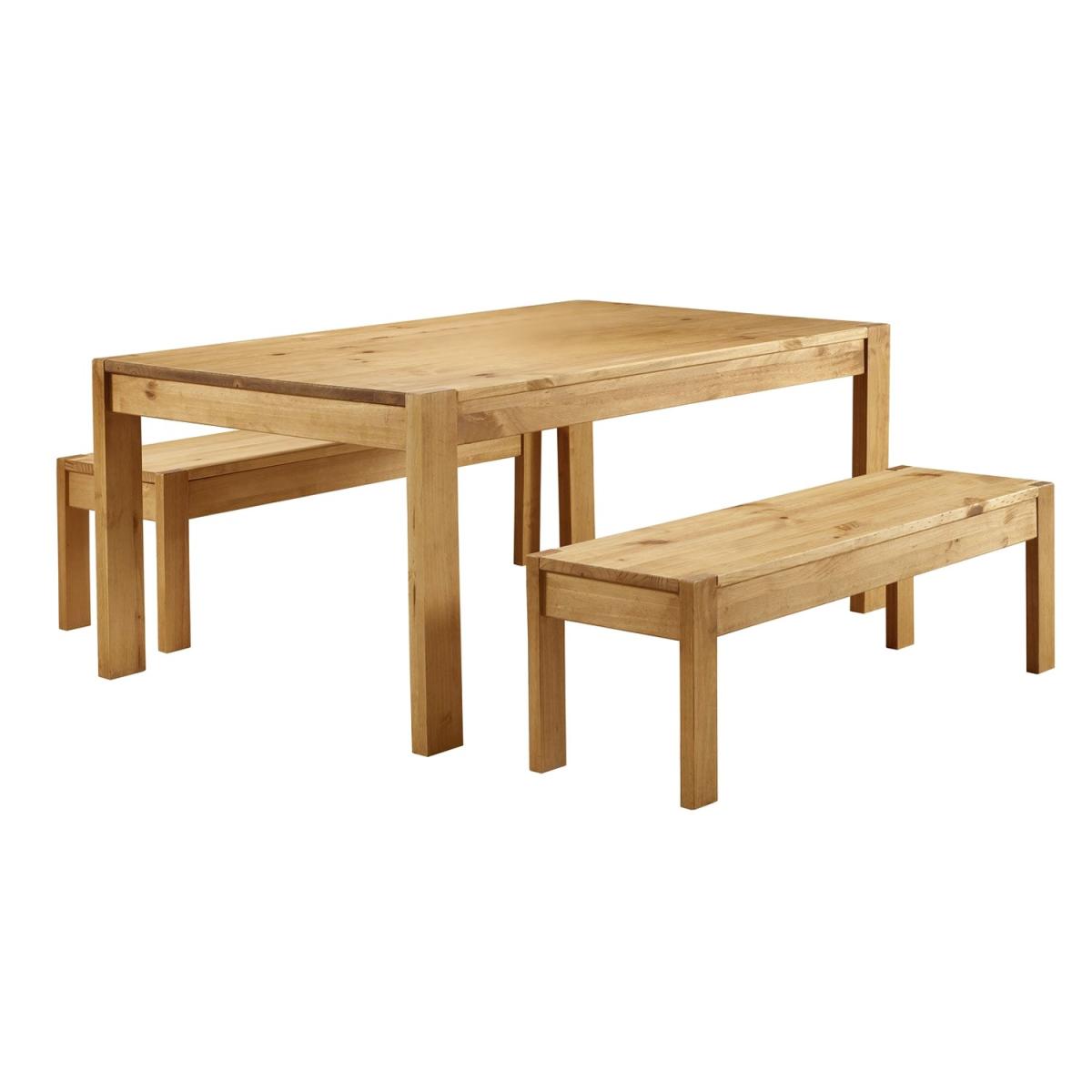 Solid Pine Rectangle Dining Table with 2 Dining Benches - Emerson – image 5