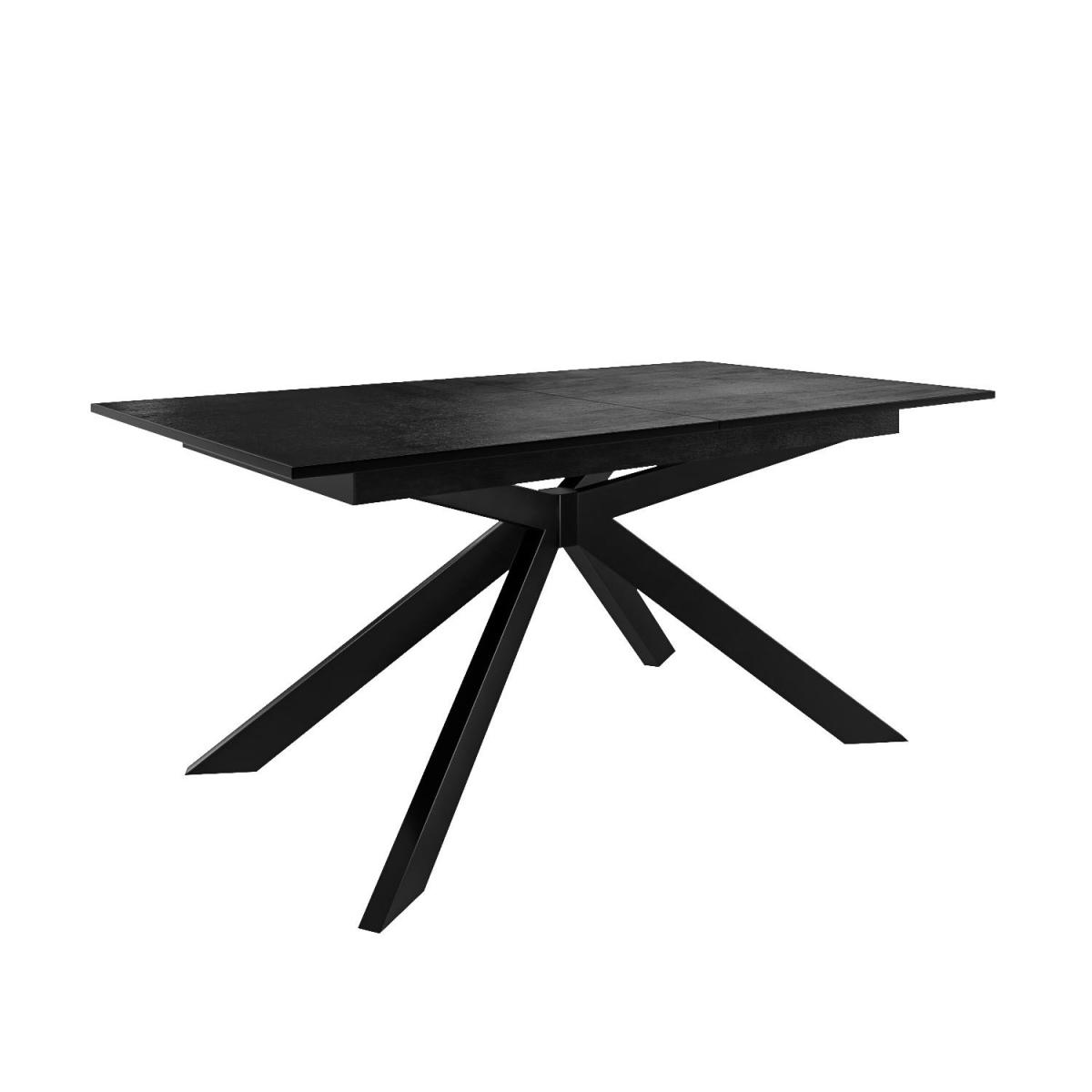 Large Black Oak Extendable Dining Table with 4 Dove Grey Faux Leather Dining Chairs & 1 Dining Bench - Seats 6 - Carson – image 4