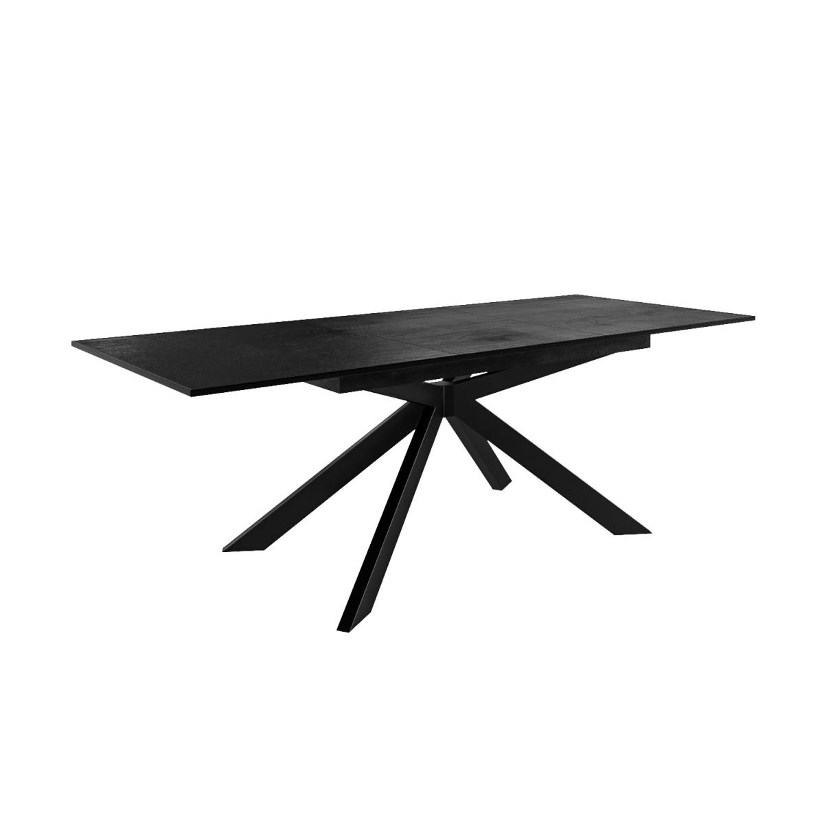 Large Black Oak Extendable Dining Table with 4 Dove Grey Faux Leather Dining Chairs & 1 Dining Bench - Seats 6 - Carson – image 5