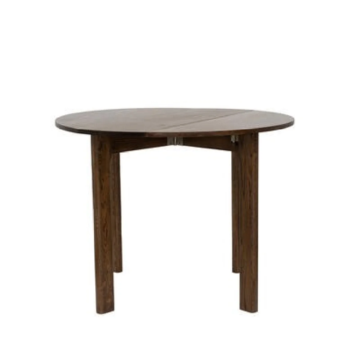 Dark Wood Folding Dining Table Set with 2 Beige Fabric Curved Back Dining Chairs - Nell – image 2