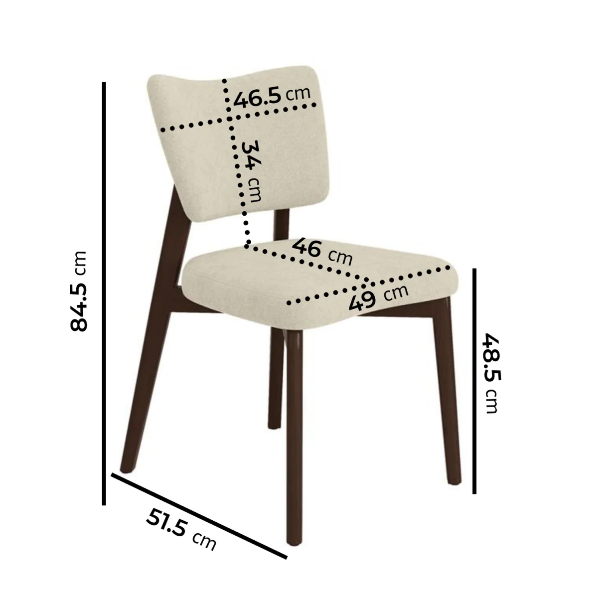 Dark Wood Folding Dining Table Set with 2 Beige Fabric Curved Back Dining Chairs - Nell – image 8