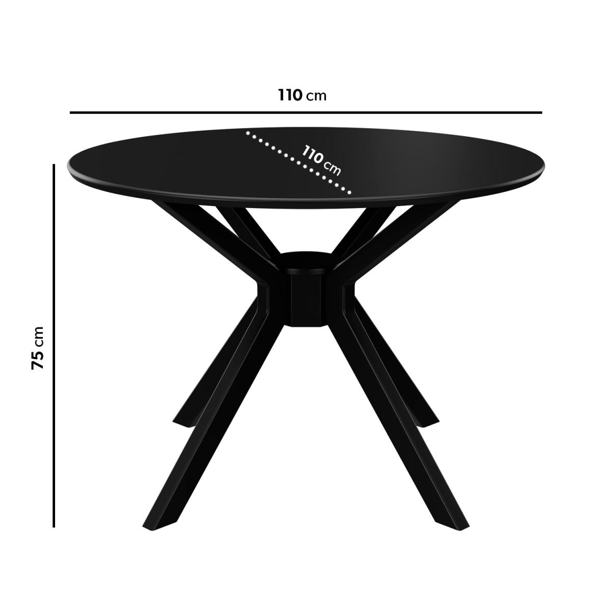 4 Seater Dining Set with Round Black Table and Grey Fabric Dining Chairs - Karie – image 2