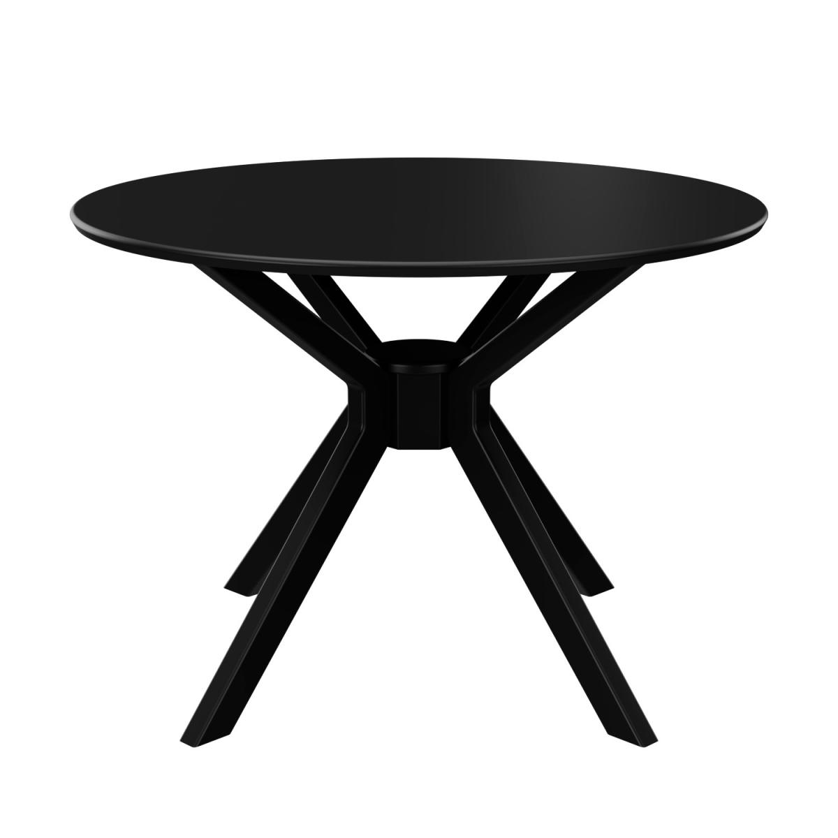 4 Seater Dining Set with Round Black Table and Grey Fabric Dining Chairs - Karie – image 4