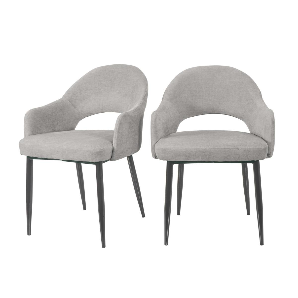 4 Seater Dining Set with Round Black Table and Grey Fabric Dining Chairs - Karie – image 5
