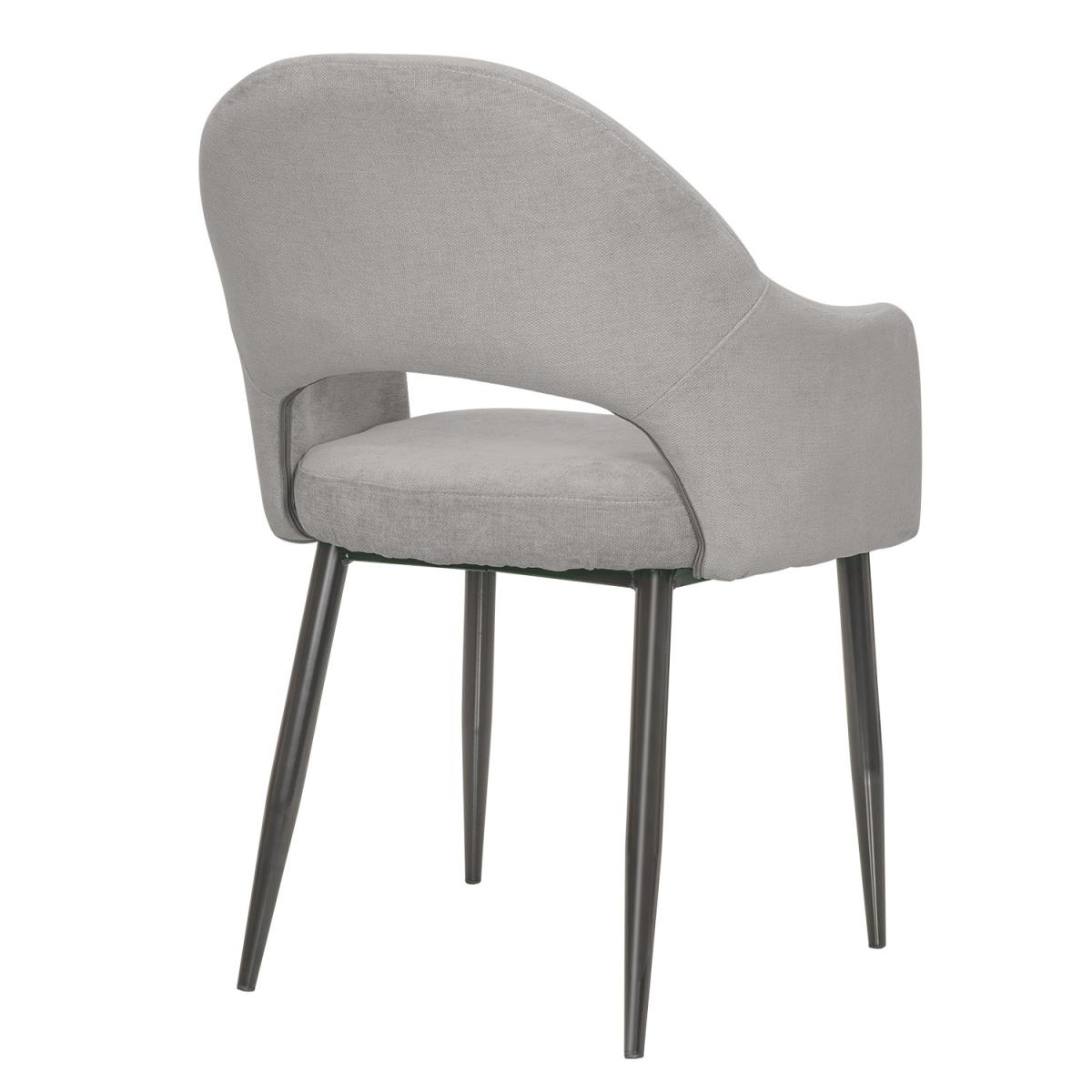 4 Seater Dining Set with Round Black Table and Grey Fabric Dining Chairs - Karie – image 6