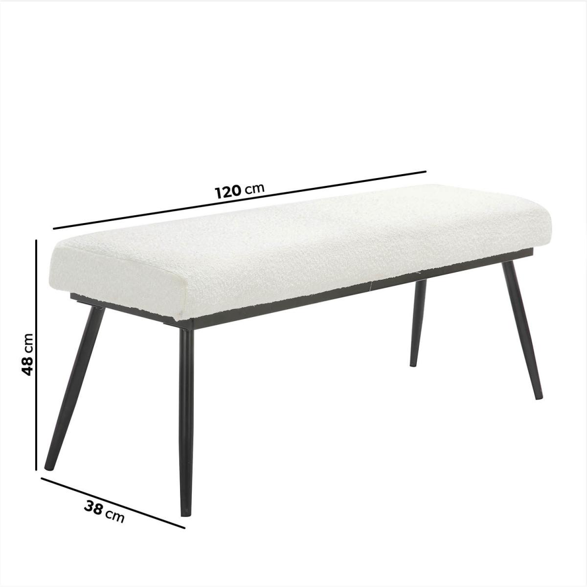 Glass Dining Table with 2 Cream Boucle Dining Chairs & 1 Dining Bench - Seats 4 - Dax – image 3