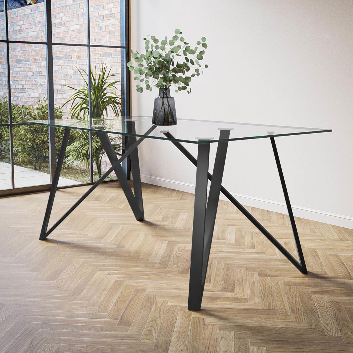 Glass Dining Table with 2 Cream Boucle Dining Chairs & 1 Dining Bench - Seats 4 - Dax – image 4