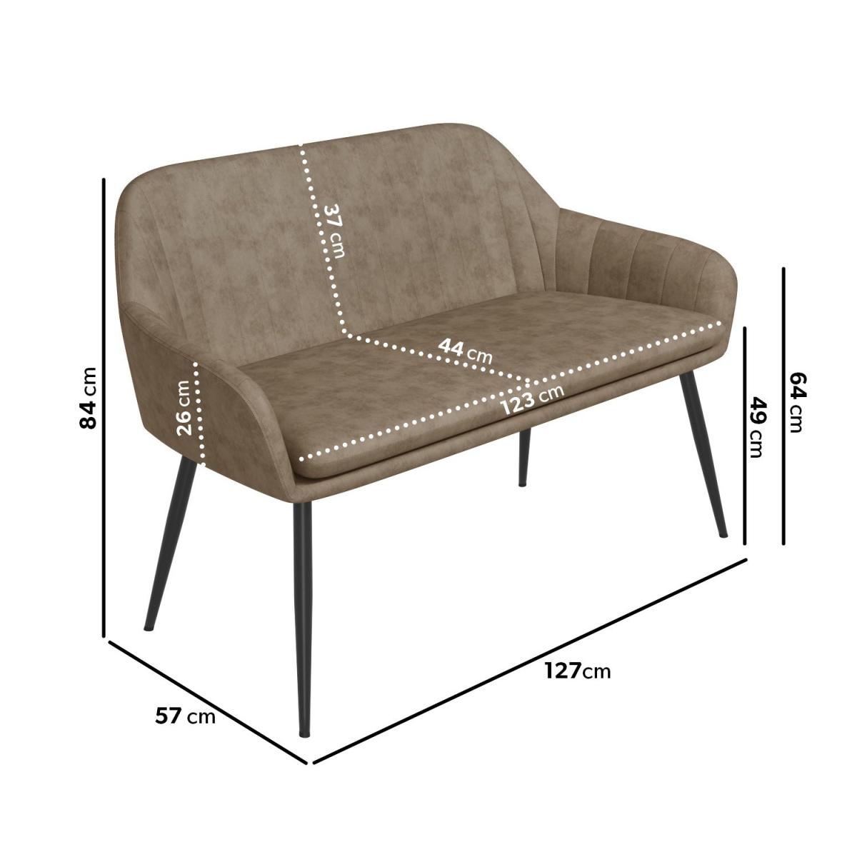 Oak Dining Table Set with 2 Beige Faux Leather Chairs and 1 Bench with Back - Seats 4 - Carson – image 3