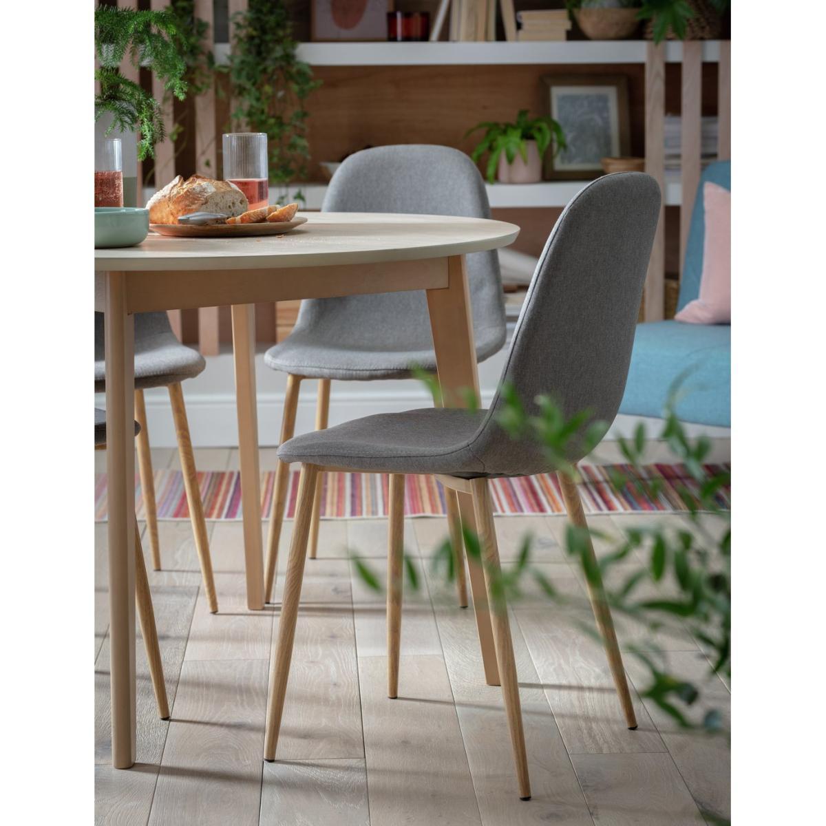 Habitat Skandi Oak Round Table and 2 Beni Grey Chairs – image 3