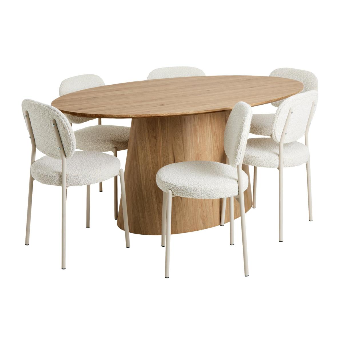Habitat Pierce Natural Dining Table & 6 White Chairs – image 3