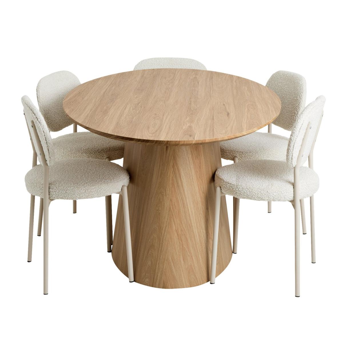 Habitat Pierce Natural Dining Table & 6 White Chairs – image 4