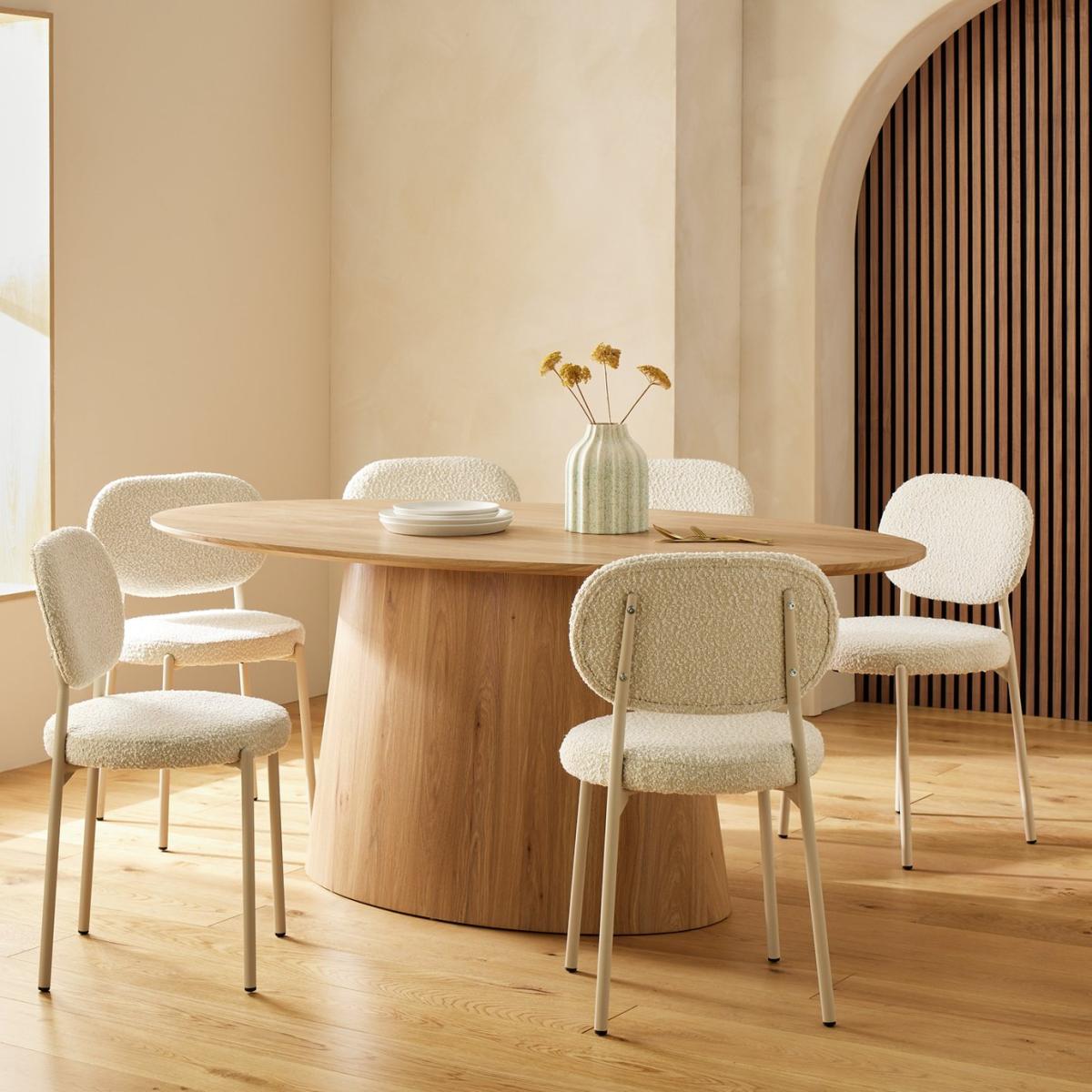 Habitat Pierce Natural Dining Table & 6 White Chairs – image 1