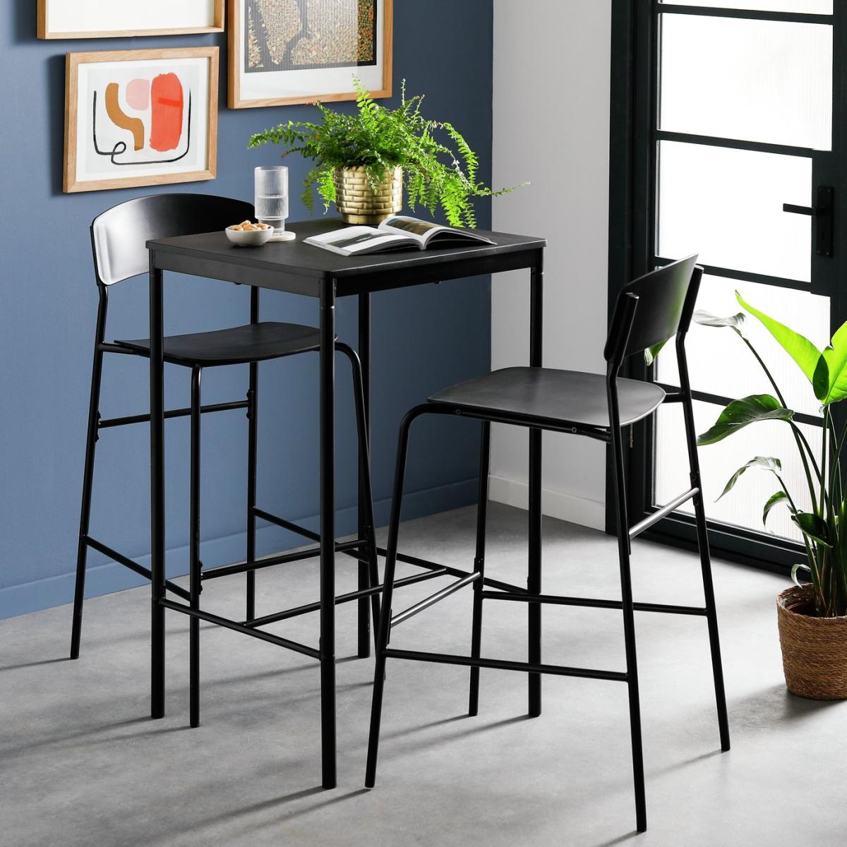 Habitat Stella Metal Bar Table & 2 Black Bar Stools – image 2