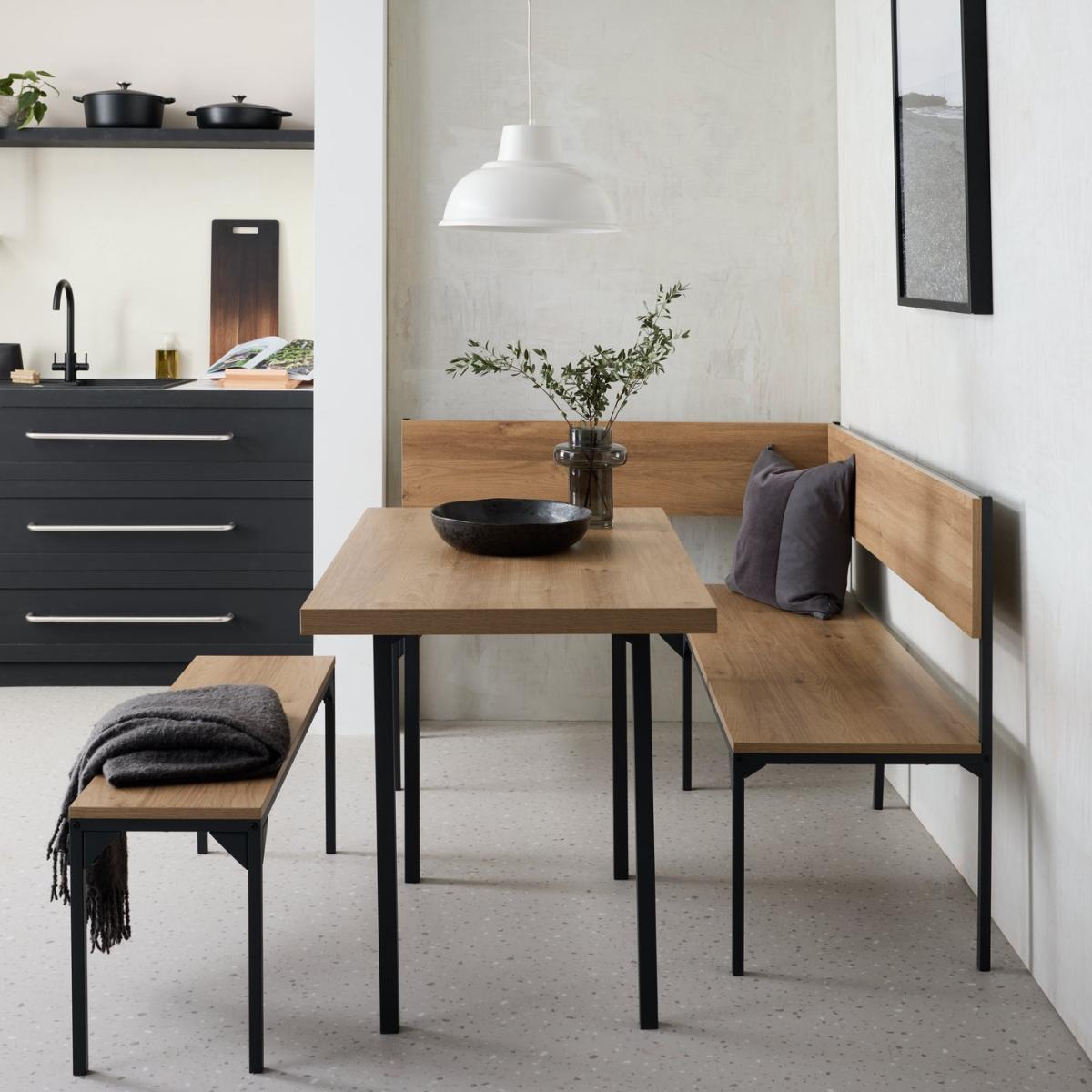 Habitat Loft Living Wood Effect Dining Table & 1 Oak Bench – image 3